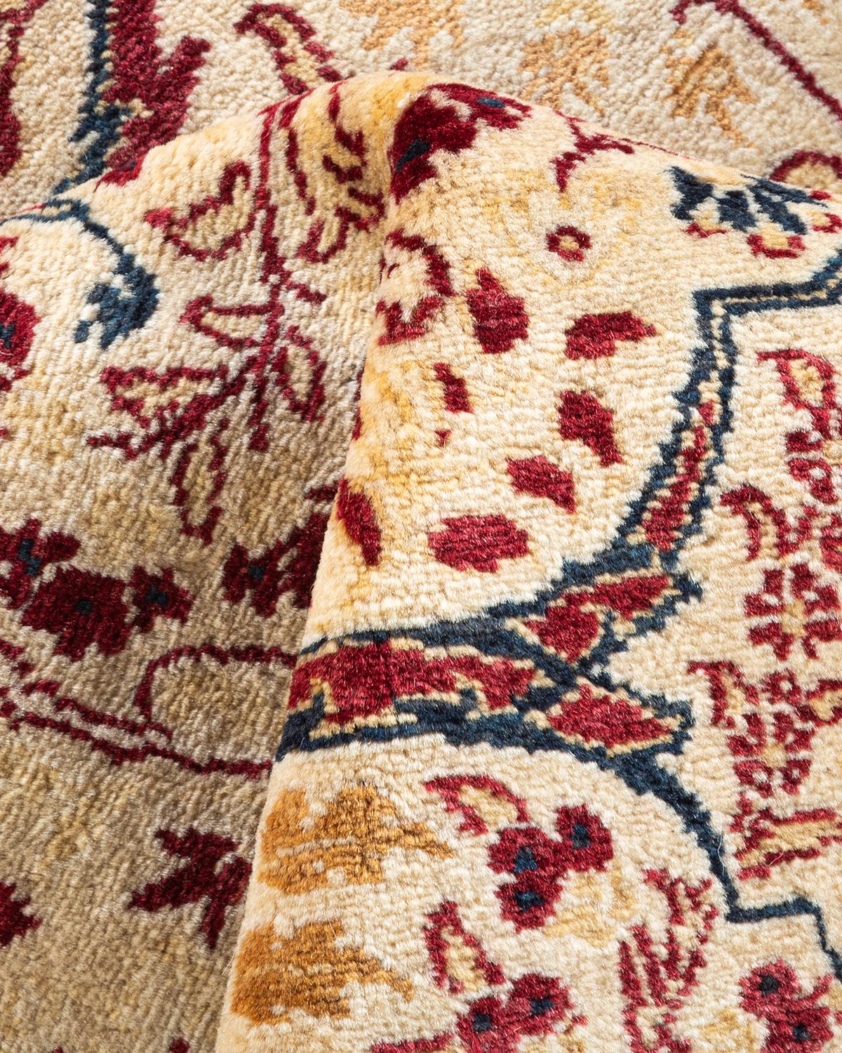 One-Of-A-Kind Hand Knotted Oriental Mogul Ivory Area Rug For Sale 1
