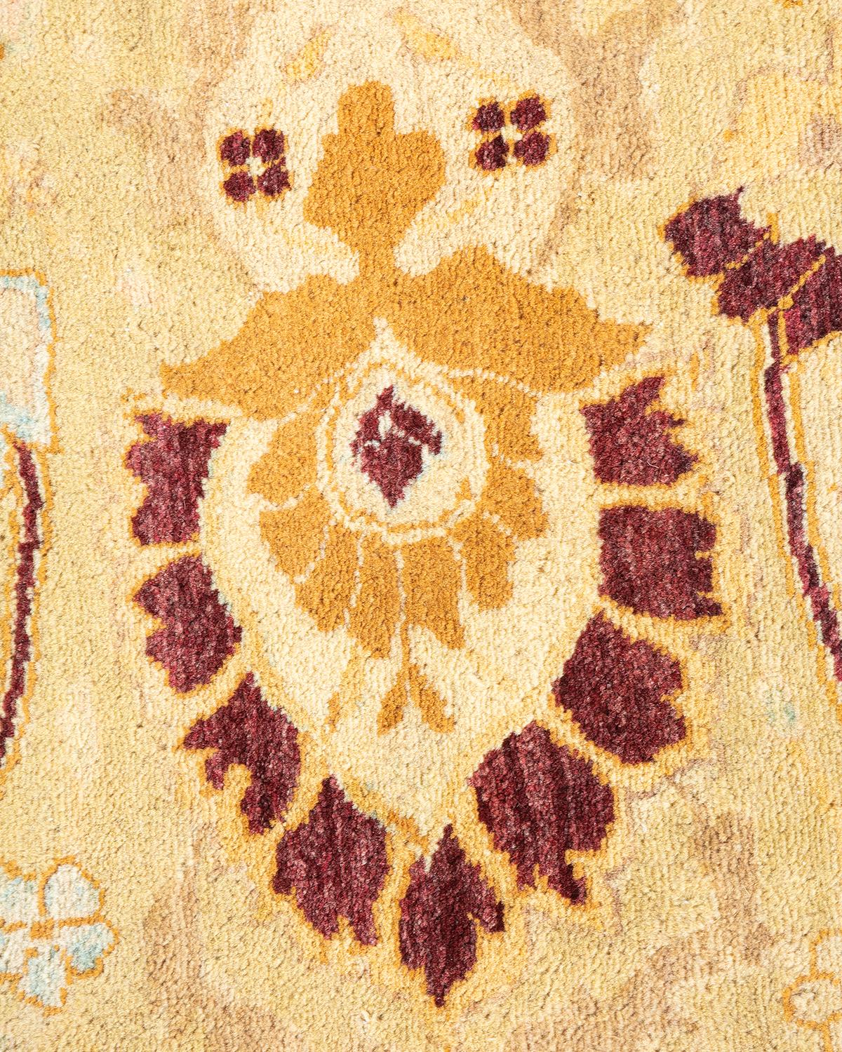 Pakistani One-of-a-Kind Hand Knotted Oriental Mogul Ivory Area Rug For Sale