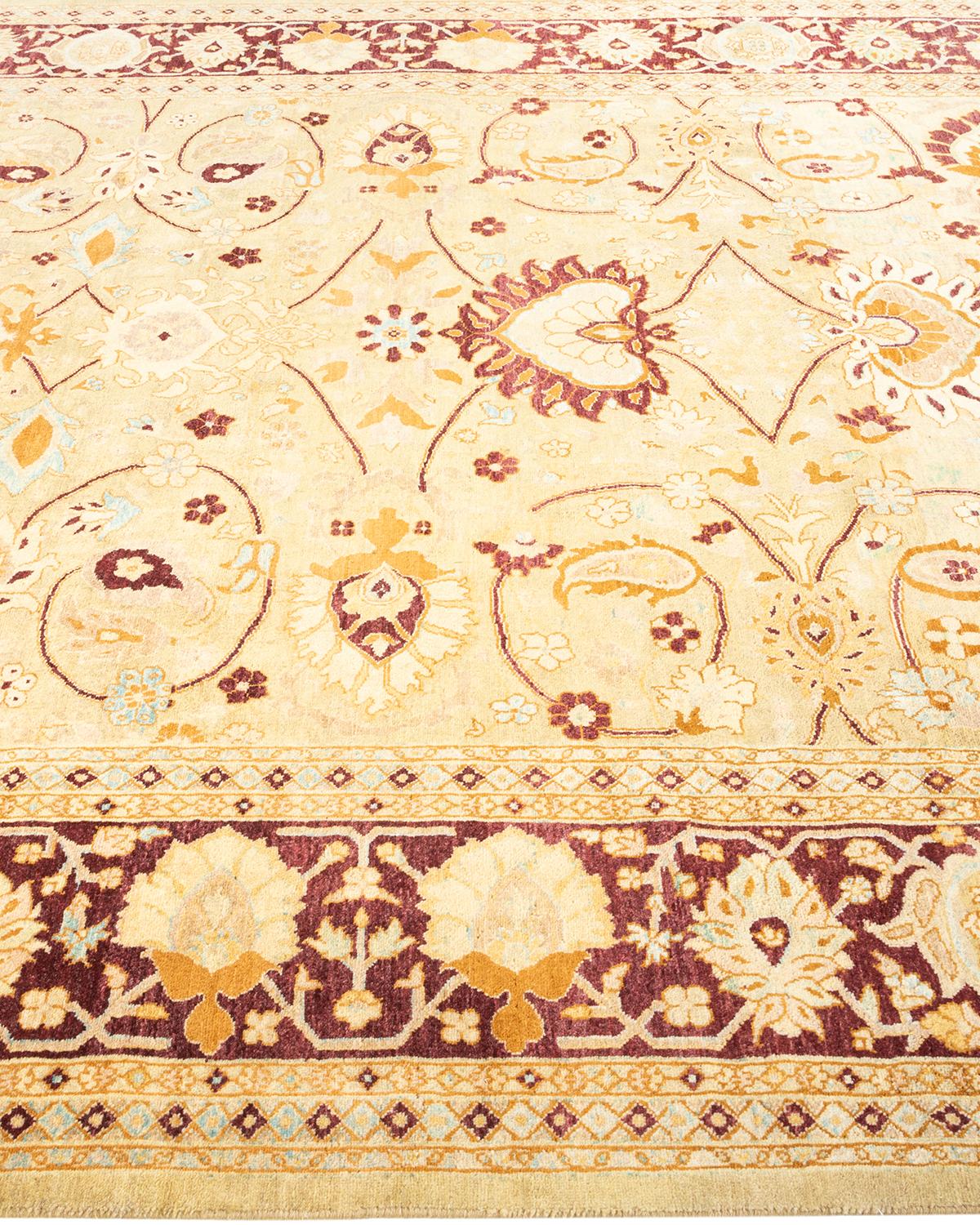 One-of-a-Kind Hand Knotted Oriental Mogul Ivory Area Rug In New Condition For Sale In Norwalk, CT