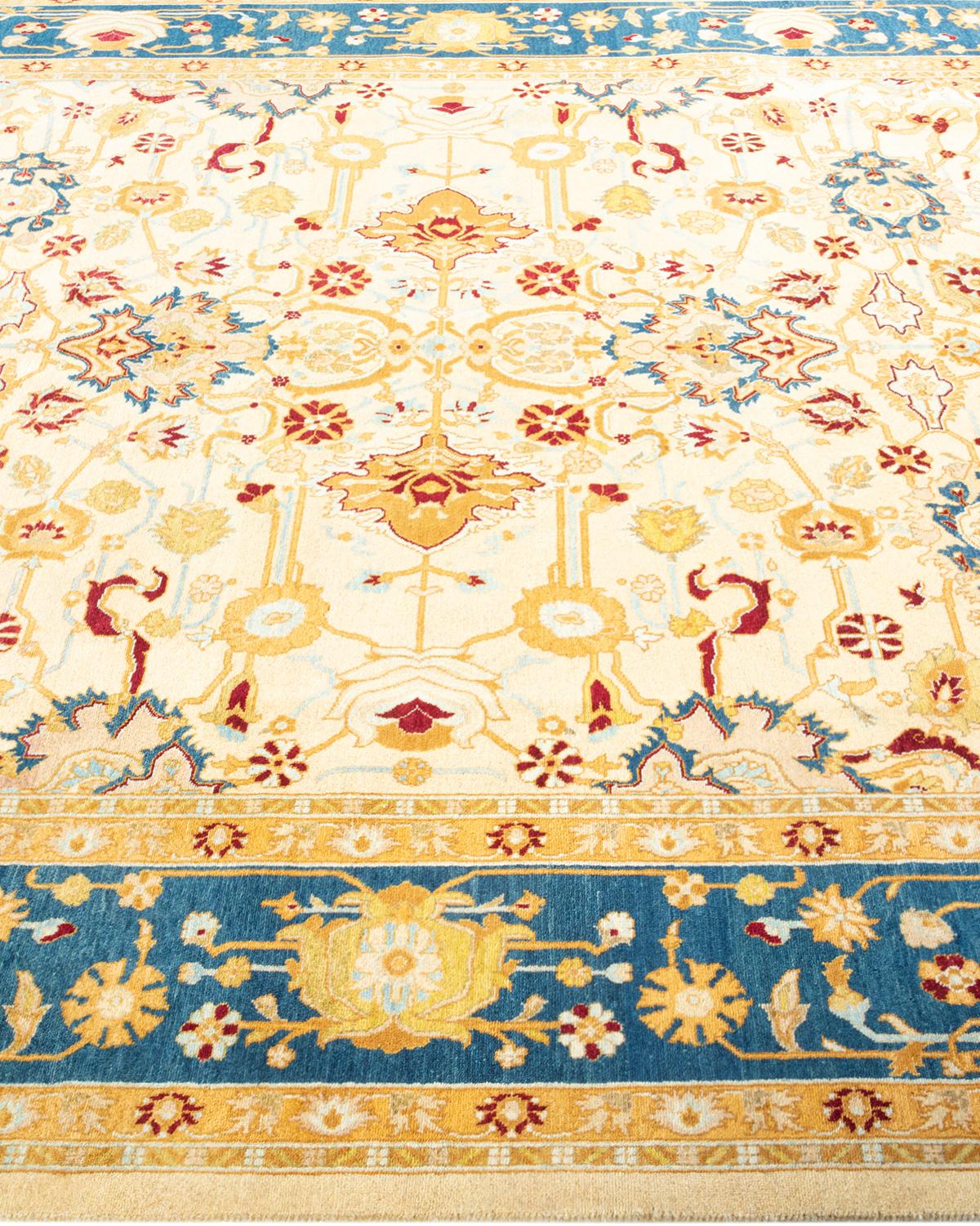 One-of-a-kind Hand Knotted Oriental Mogul Ivory Area Rug In New Condition For Sale In Norwalk, CT