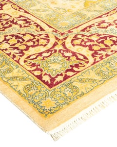 One-of-a-Kind Hand Knotted Oriental Mogul Ivory Area Rug 6' 3" x 8' 10"