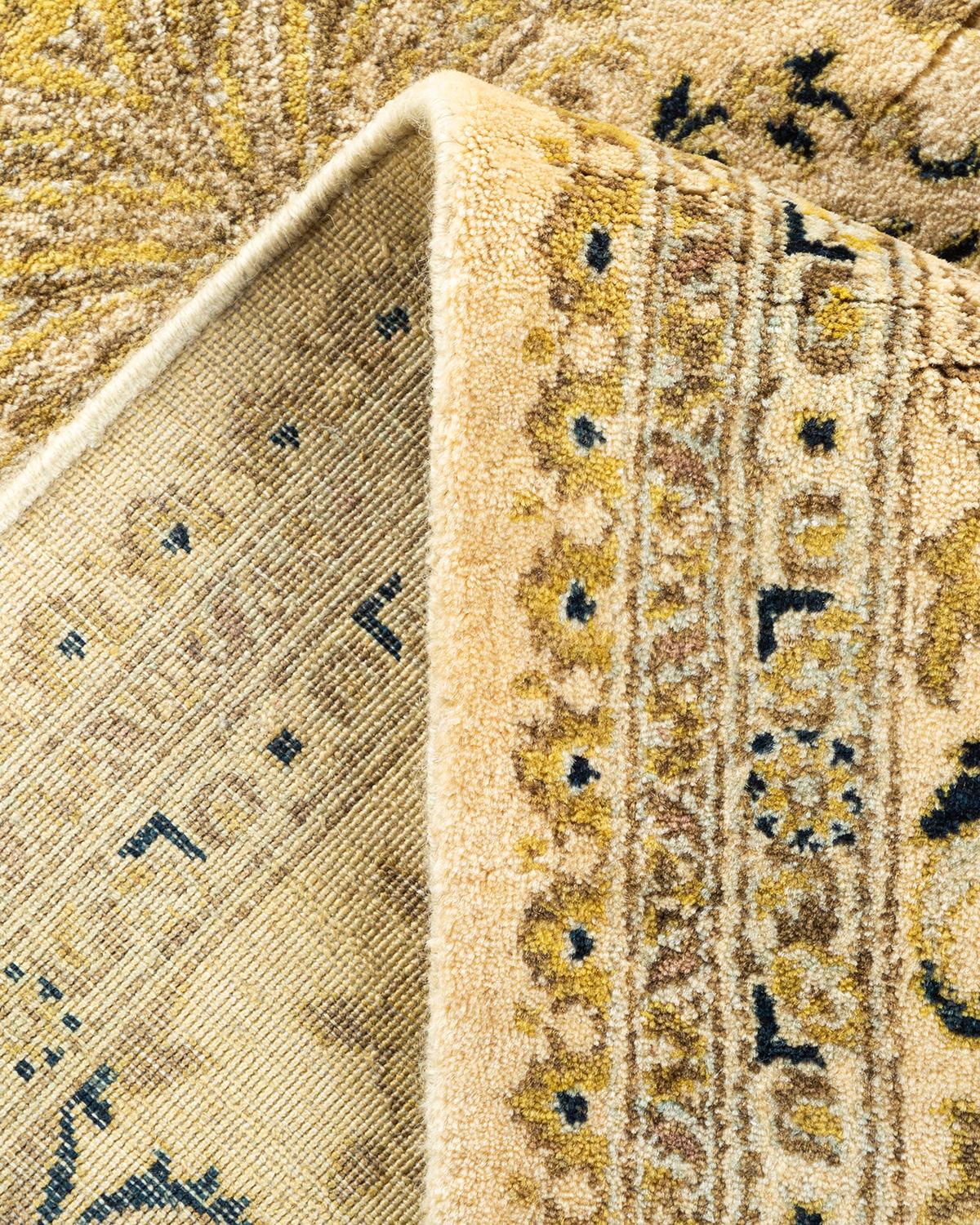 Laine Tapis Oriental Mogul ivoire noué à la main unique en son genre en vente