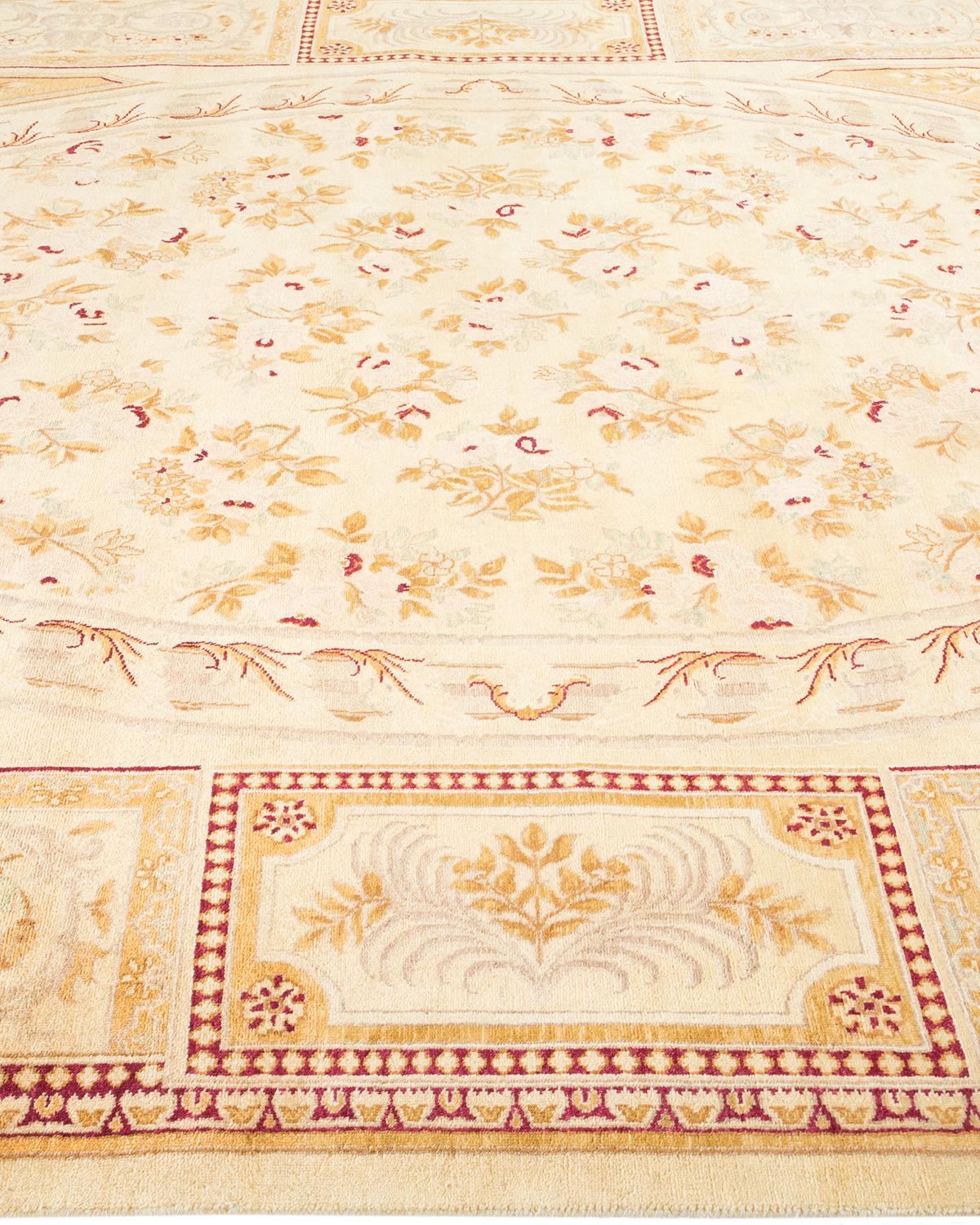 Tapis unique Oriental Mogul ivoire noué à la main unique en son genre Neuf - En vente à Norwalk, CT