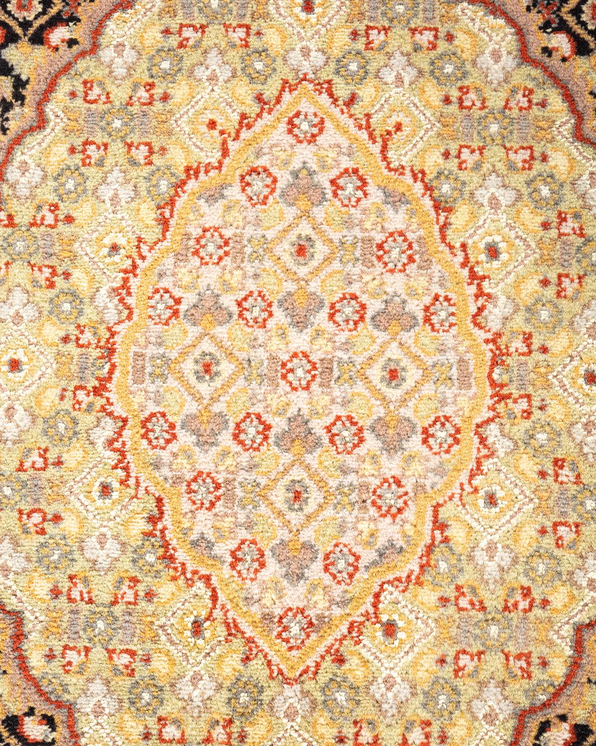 Pakistani One-Of-A-Kind Hand Knotted Oriental Mogul Ivory Area Rug 6' 8