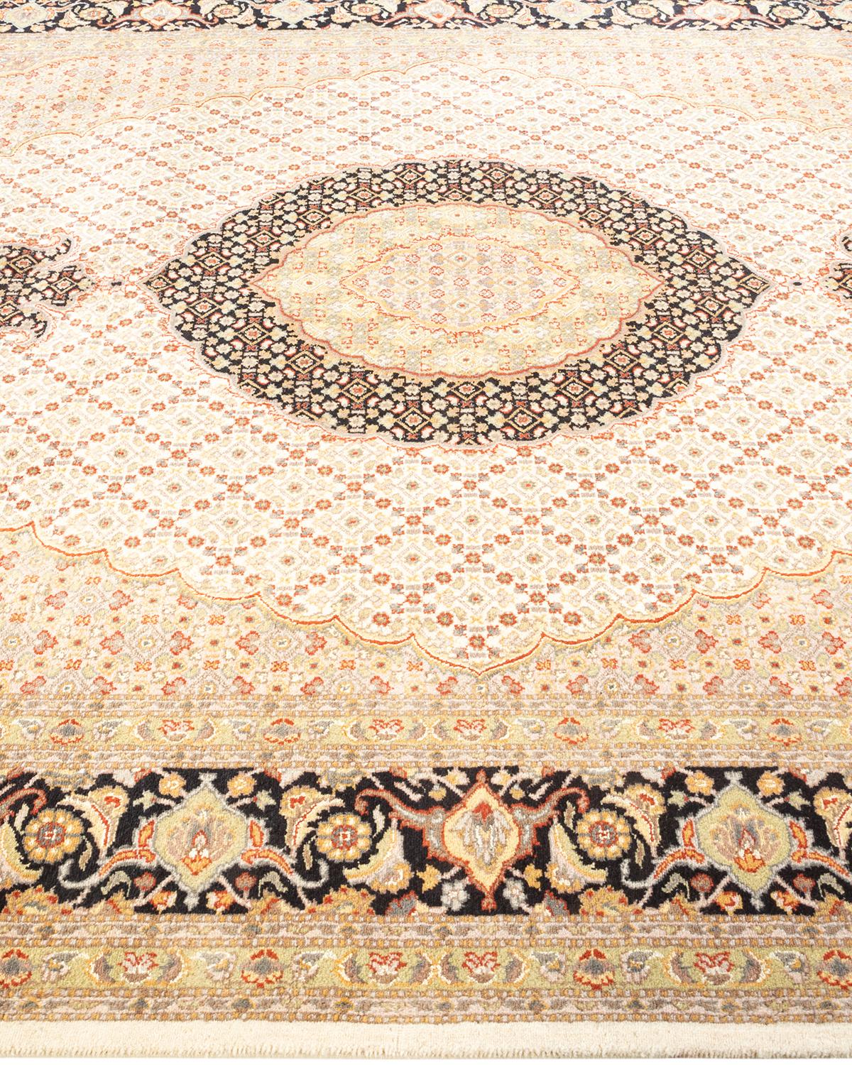 One-Of-A-Kind Hand Knotted Oriental Mogul Ivory Area Rug 6' 8