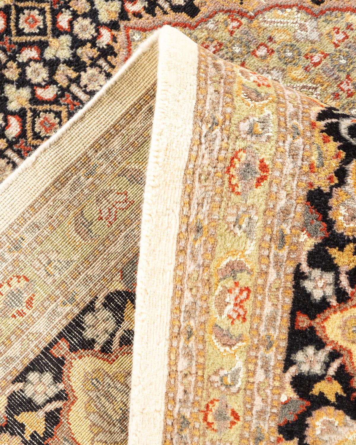 Wool One-Of-A-Kind Hand Knotted Oriental Mogul Ivory Area Rug 6' 8