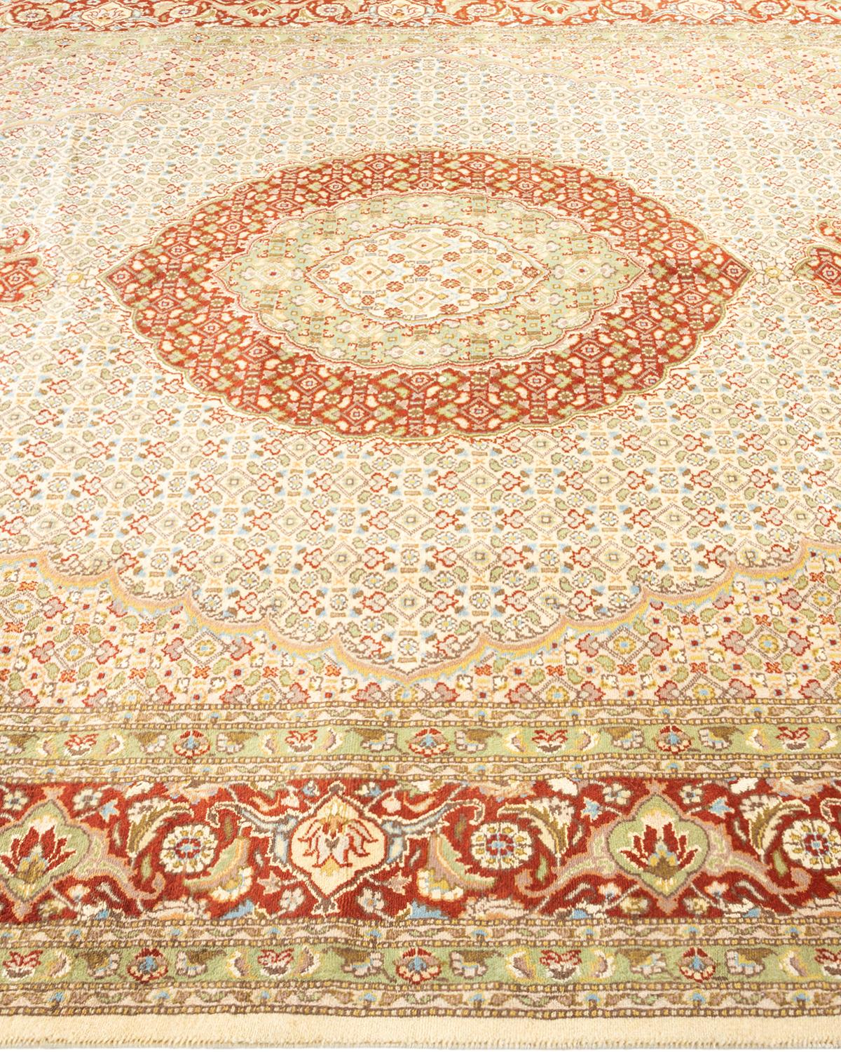 Handgeknüpfter orientalischer Mogul elfenbeinfarbener Teppich in Elfenbein, Unikat im Zustand „Neu“ im Angebot in Norwalk, CT