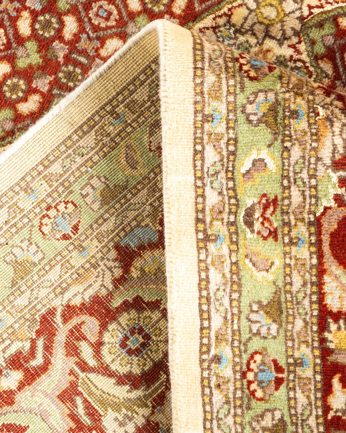 Handgeknüpfter orientalischer Mogul elfenbeinfarbener Teppich in Elfenbein, Unikat (Wolle) im Angebot