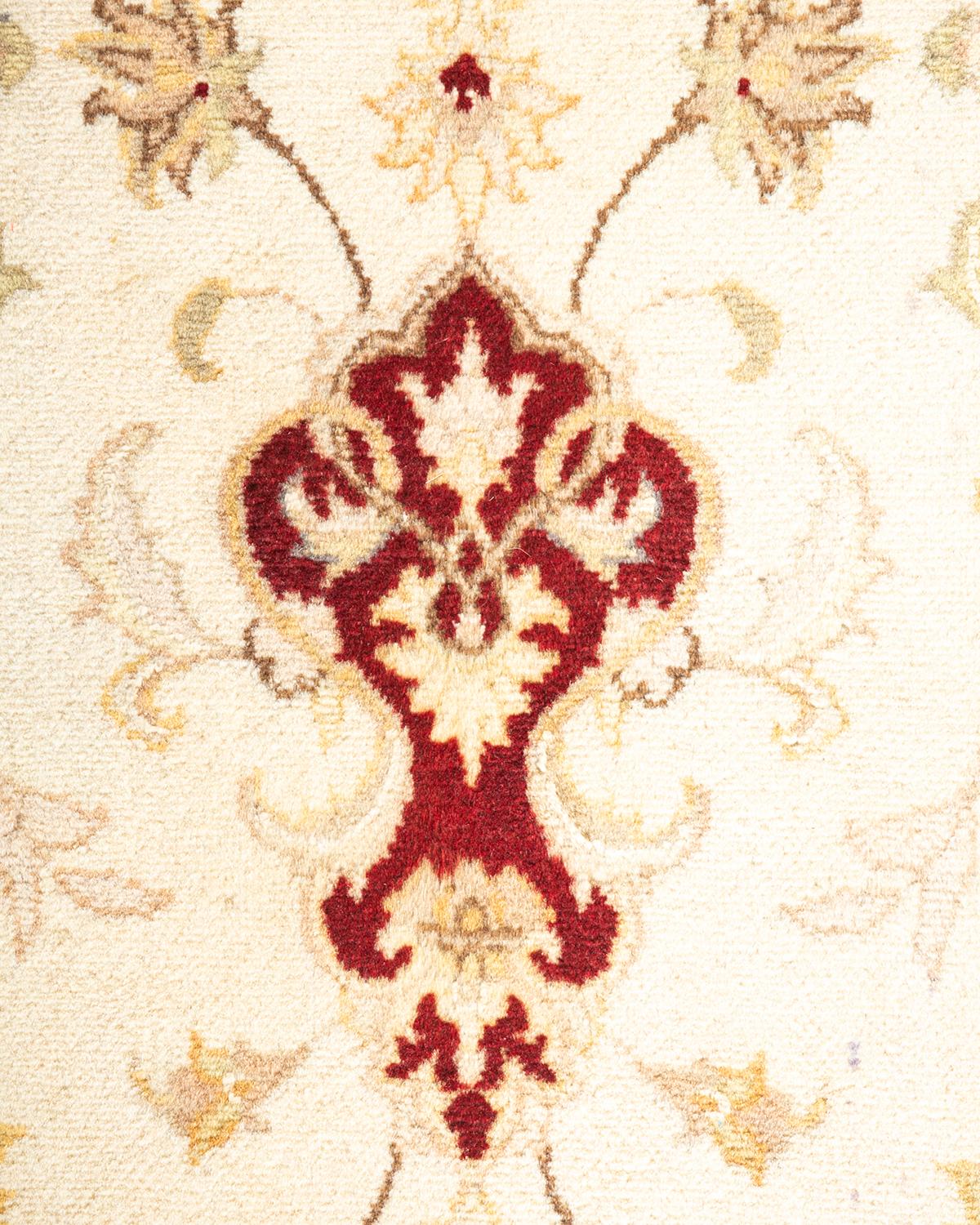 Pakistani One-of-a-Kind Hand Knotted Oriental Mogul Ivory Area Rug For Sale