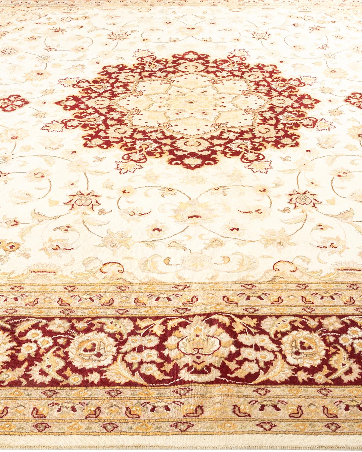 One-of-a-Kind Hand Knotted Oriental Mogul Ivory Area Rug In New Condition For Sale In Norwalk, CT