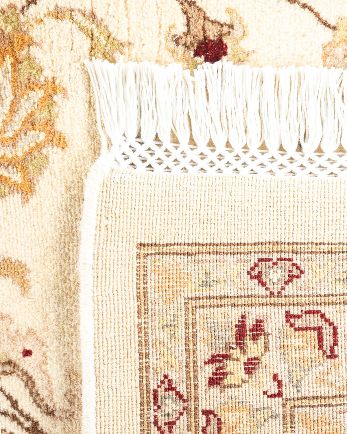 Contemporary One-of-a-Kind Hand Knotted Oriental Mogul Ivory Area Rug For Sale