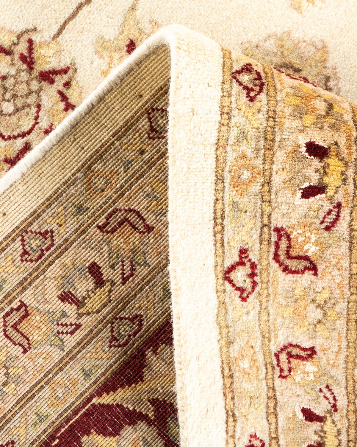 Wool One-of-a-Kind Hand Knotted Oriental Mogul Ivory Area Rug For Sale