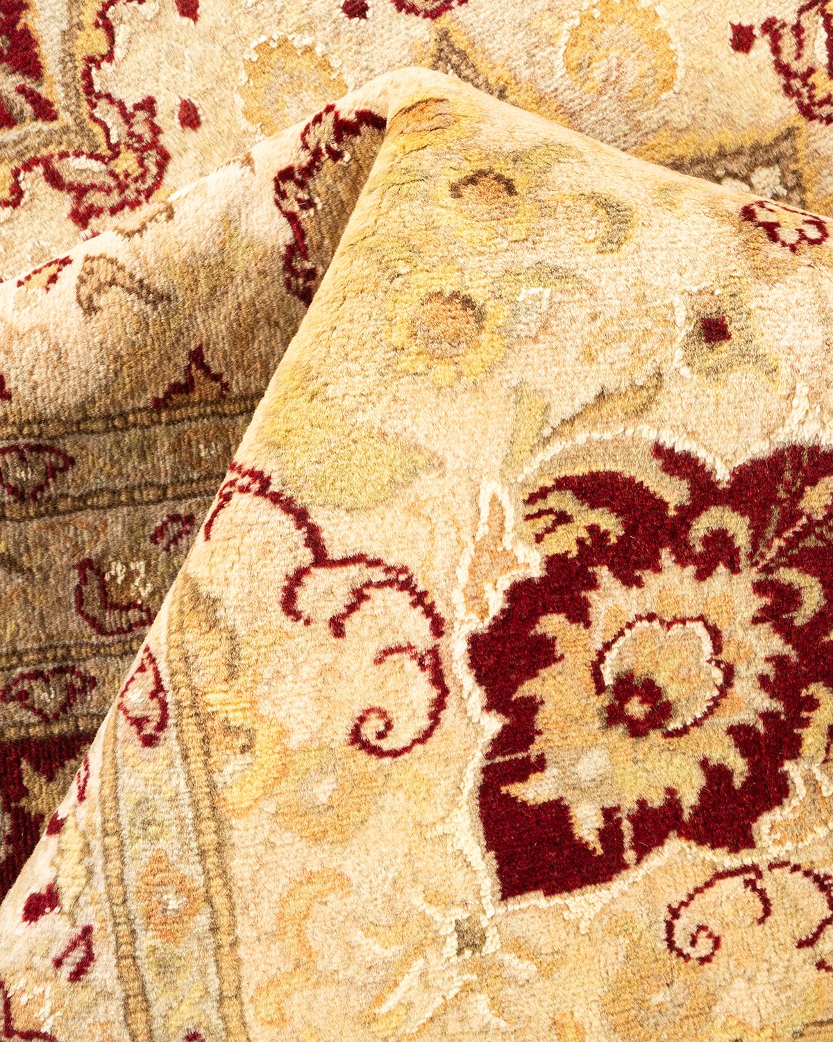 One-of-a-Kind Hand Knotted Oriental Mogul Ivory Area Rug For Sale 1