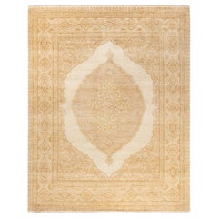 Tapis Oriental Mogul ivoire noué à la main, unique en son genre