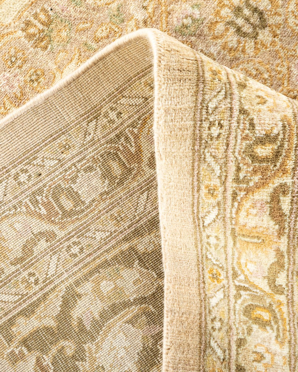 Handgeknüpfter orientalischer Mogul elfenbeinfarbener Teppich in Elfenbein, Unikat (Wolle) im Angebot