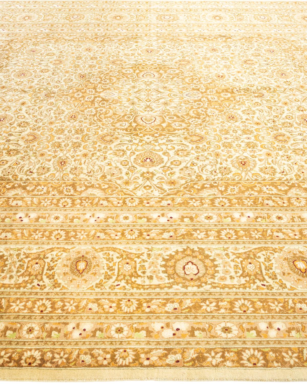 Handgeknüpfter orientalischer Mogul elfenbeinfarbener Teppich in Elfenbein, Unikat im Zustand „Neu“ im Angebot in Norwalk, CT