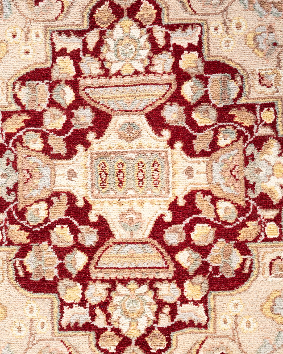 Handgeknüpfter orientalischer Mogul Elfenbeinfarbener Teppich, Unikat (Pakistanisch) im Angebot