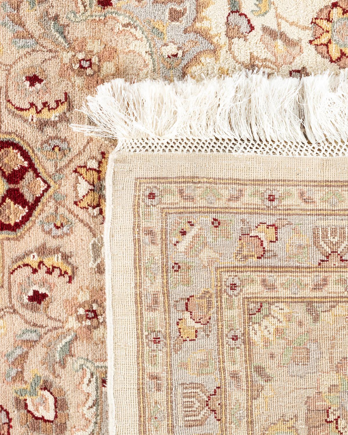 Handgeknüpfter orientalischer Mogul Elfenbeinfarbener Teppich, Unikat (21. Jahrhundert und zeitgenössisch) im Angebot