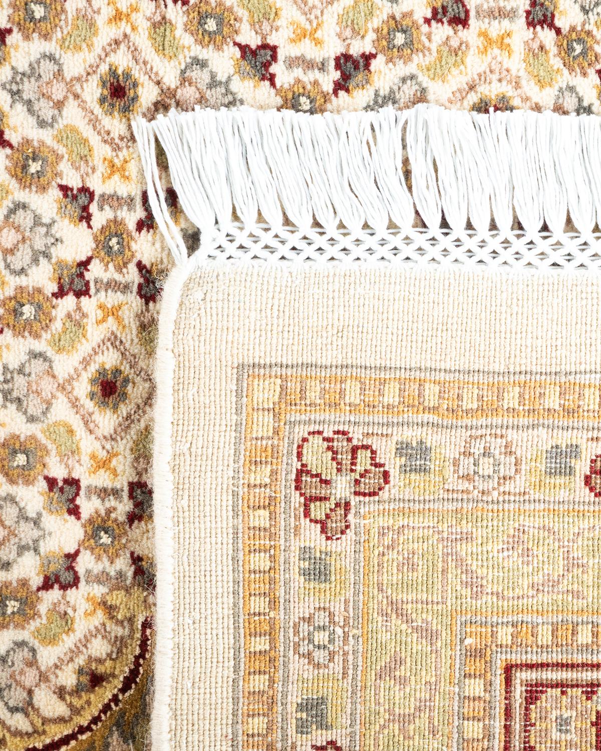 Contemporary One-of-a-kind Hand Knotted Oriental Mogul Ivory Area Rug For Sale