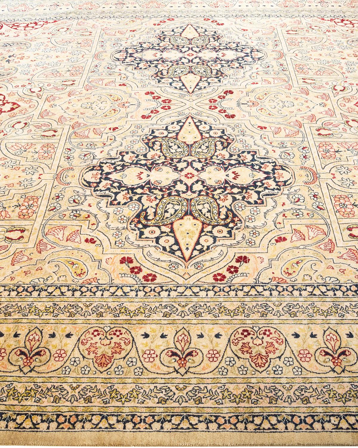 Handgeknüpfter orientalischer Mogul Elfenbeinfarbener Teppich, Unikat im Zustand „Neu“ im Angebot in Norwalk, CT