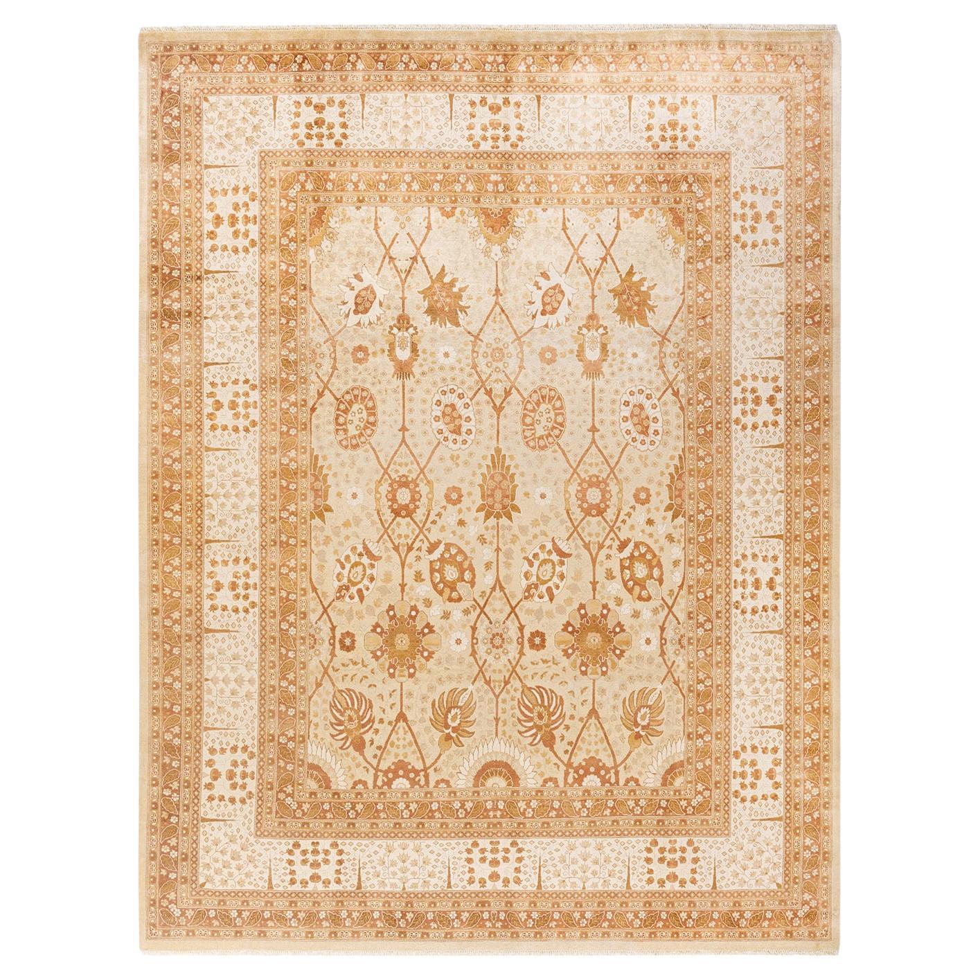 One-Of-A-Kind Hand Knotted Oriental Mogul Ivory Area Rug