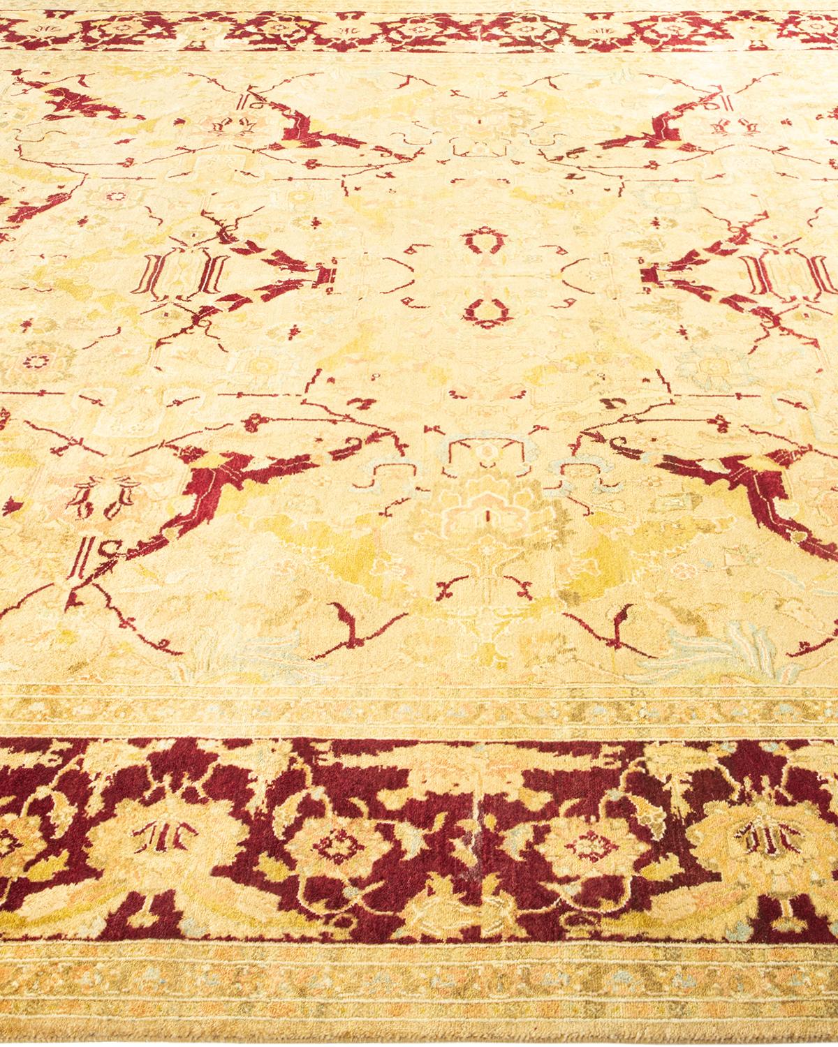 One-Of-A-Kind Hand Knotted Oriental Mogul Ivory Area Rug In New Condition For Sale In Norwalk, CT