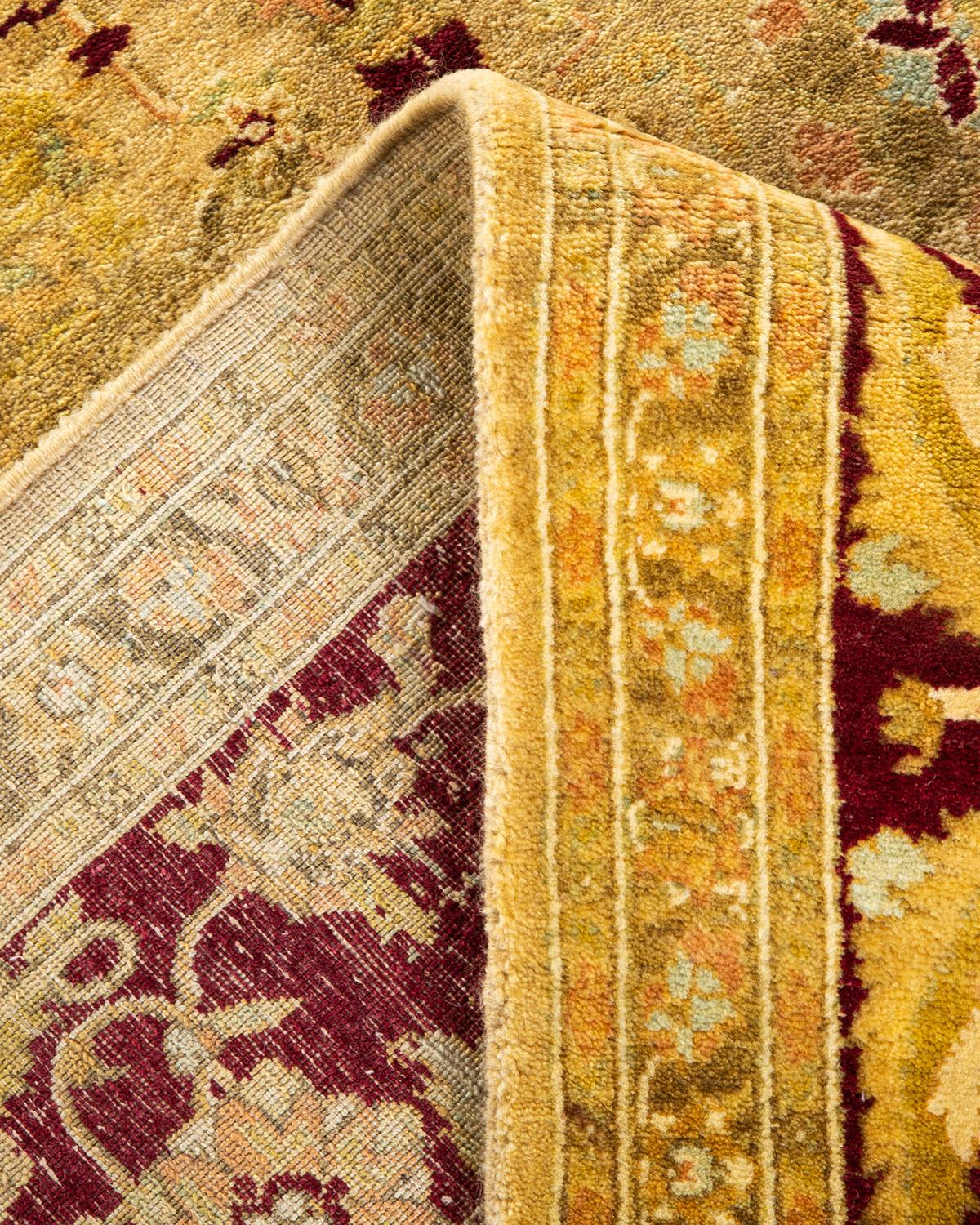 Wool One-Of-A-Kind Hand Knotted Oriental Mogul Ivory Area Rug For Sale