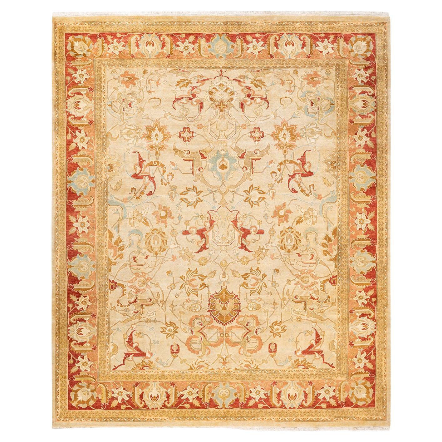 One-Of-A-Kind Hand Knotted Oriental Mogul Ivory Area Rug For Sale
