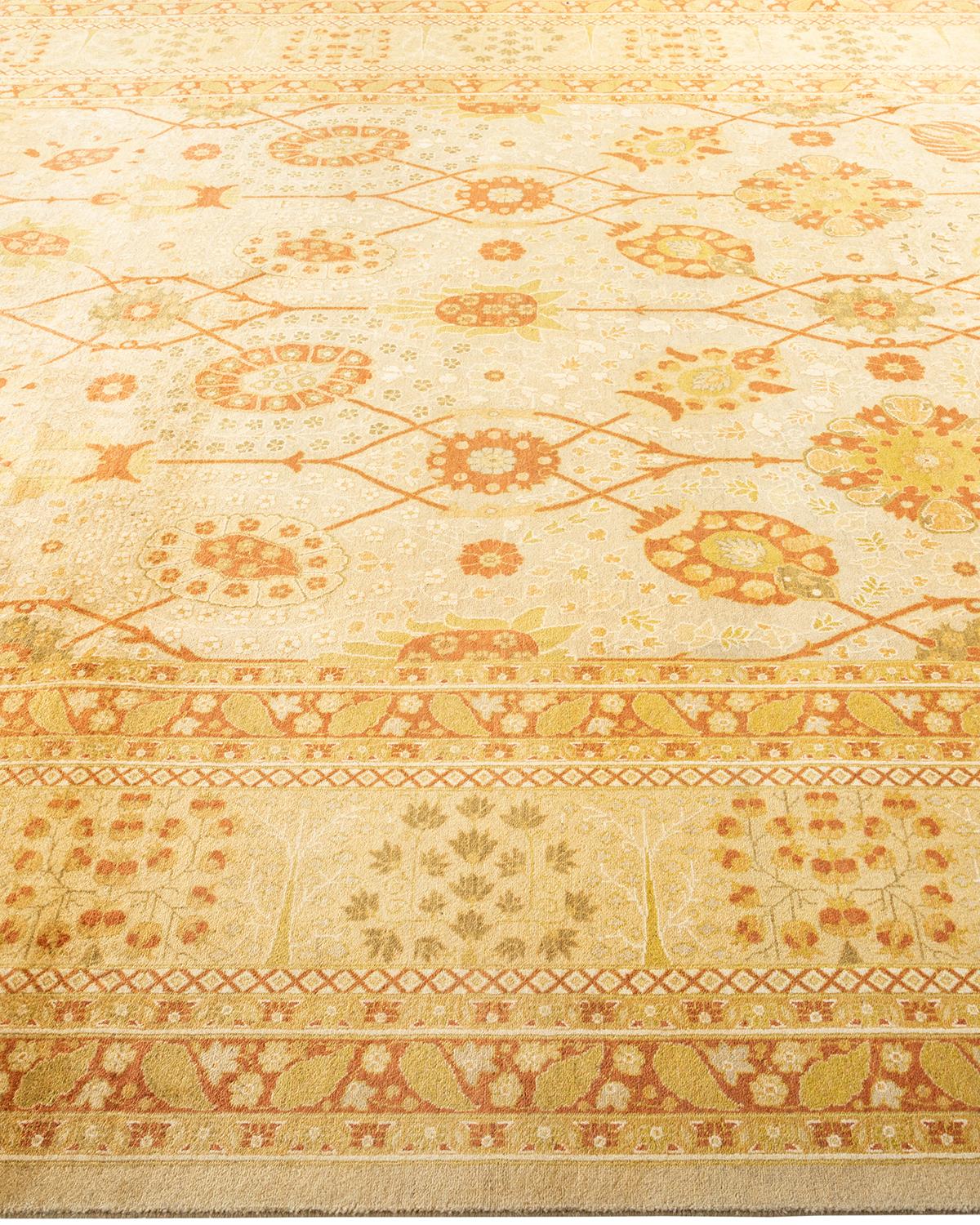 Tapis Oriental Mogul ivoire noué à la main unique en son genre Neuf - En vente à Norwalk, CT