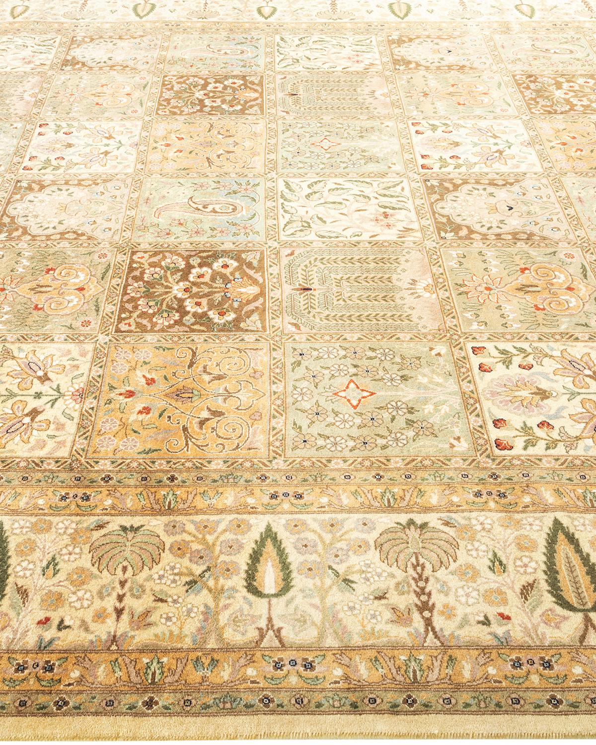 Tapis Oriental Mogul ivoire noué à la main, unique en son genre Neuf - En vente à Norwalk, CT