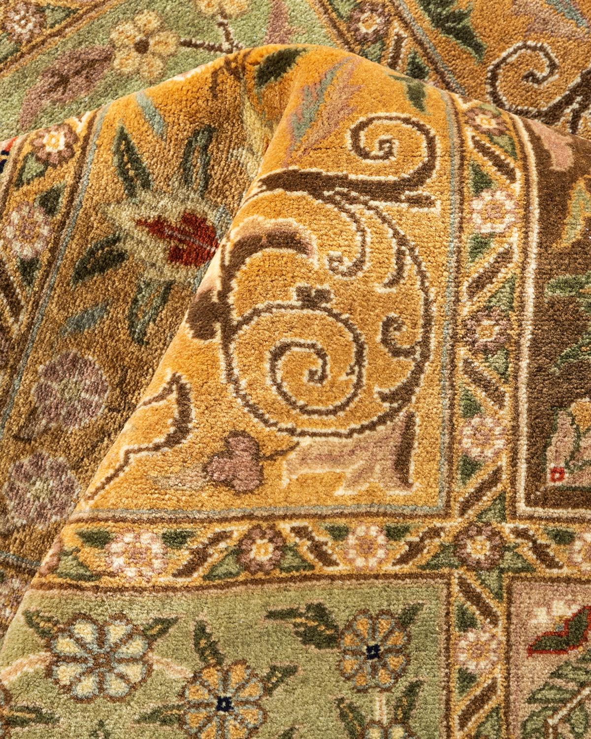 Tapis Oriental Mogul ivoire noué à la main, unique en son genre en vente 1