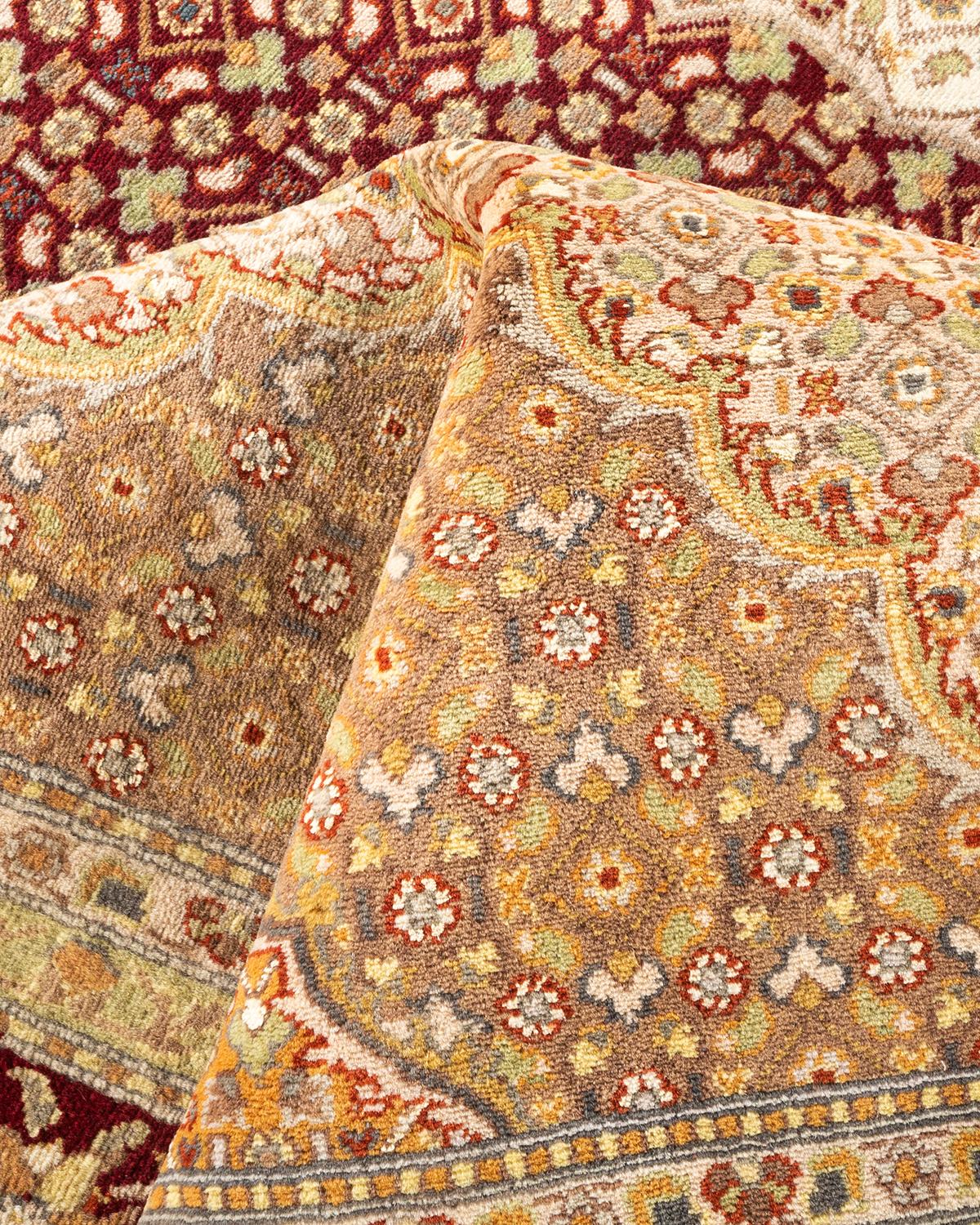 Handgeknüpfter orientalischer Mogul elfenbeinfarbener Teppich in Elfenbein, Unikat im Angebot 1