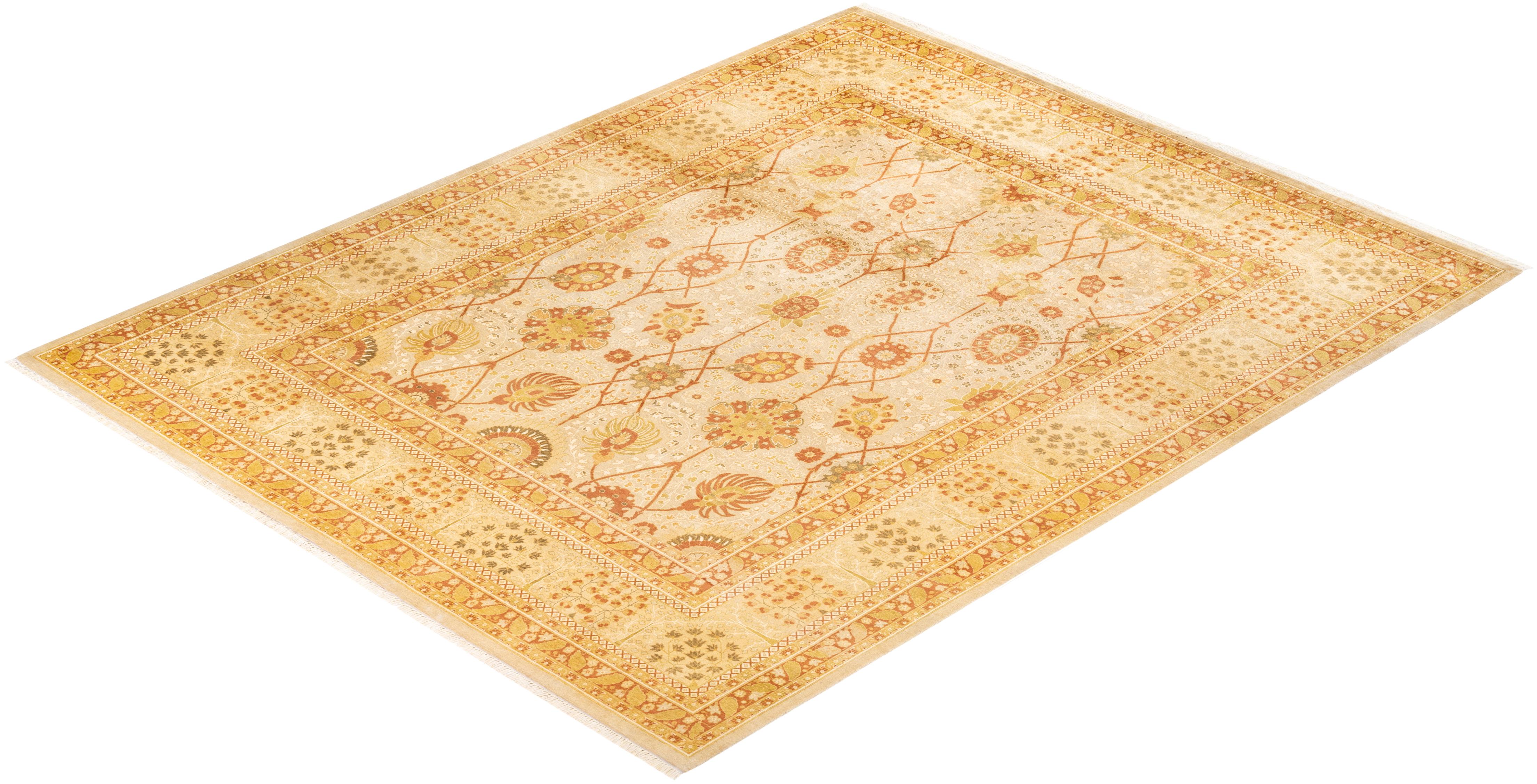 Tapis Oriental Mogul ivoire noué à la main unique en son genre en vente 2