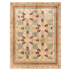 One-Of-A-Kind Hand Knotted Oriental Mogul Ivory Area Rug