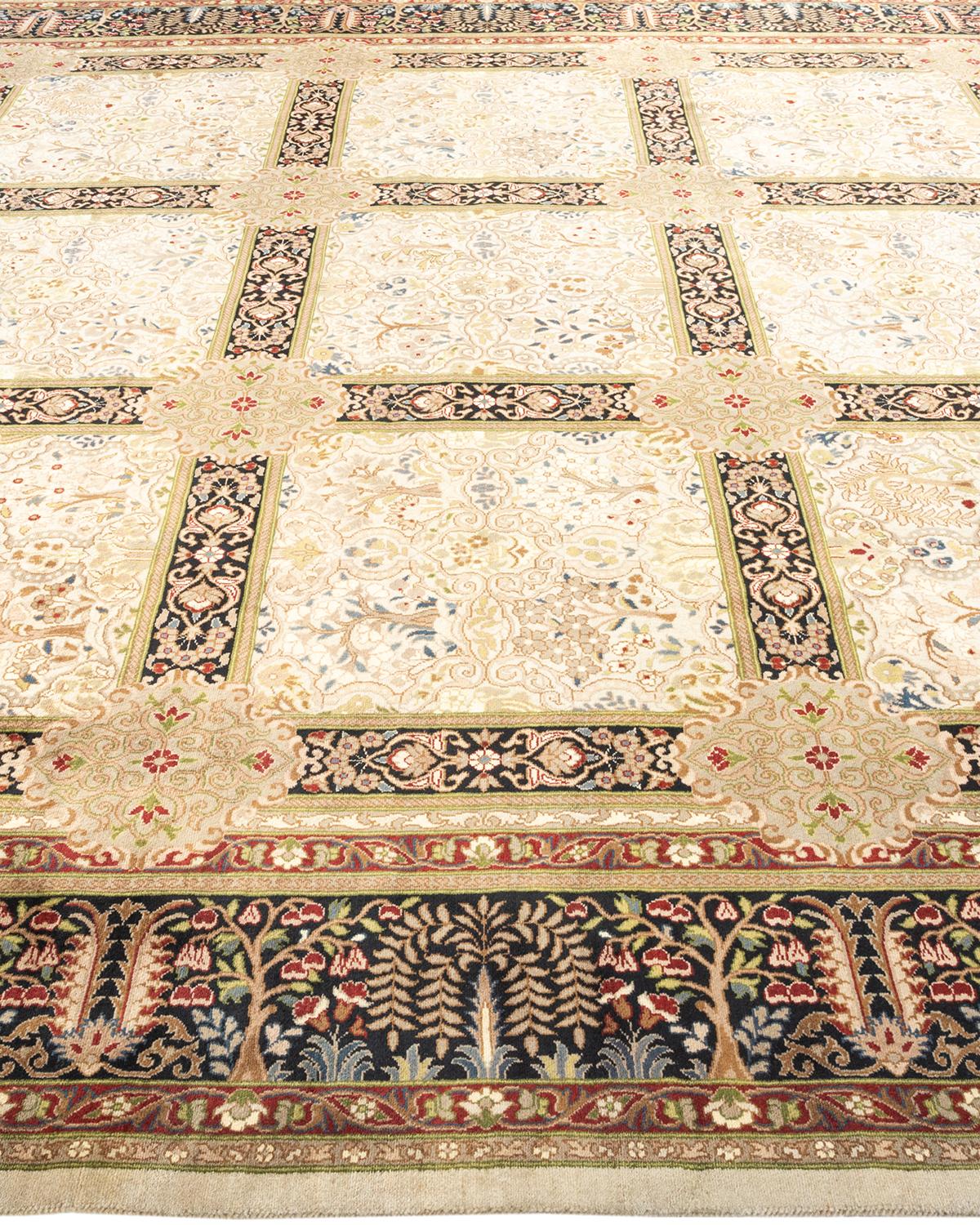Tapis Oriental Mogul ivoire noué à la main unique en son genre Neuf - En vente à Norwalk, CT