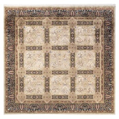 Tapis Oriental Mogul ivoire noué à la main unique en son genre