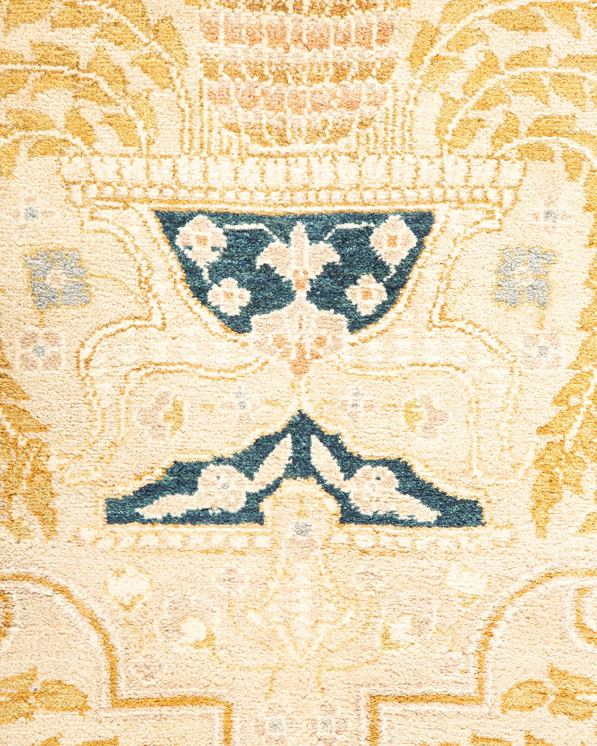 Pakistani One-of-a-kind Hand Knotted Oriental Mogul Ivory Area Rug For Sale