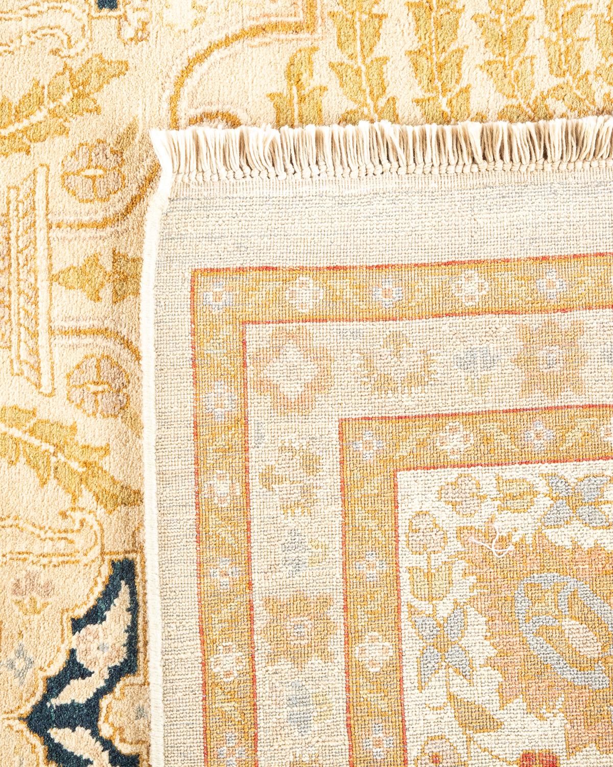 Contemporary One-of-a-kind Hand Knotted Oriental Mogul Ivory Area Rug For Sale