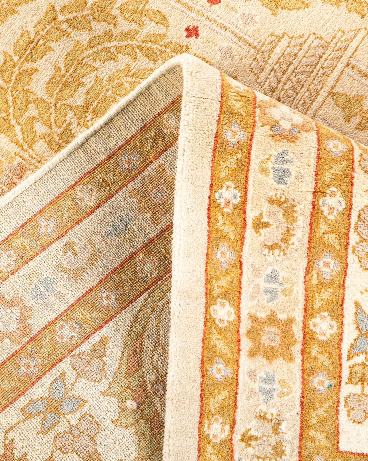Wool One-of-a-kind Hand Knotted Oriental Mogul Ivory Area Rug For Sale