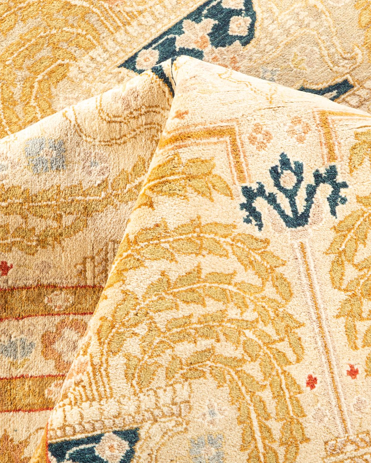 One-of-a-kind Hand Knotted Oriental Mogul Ivory Area Rug For Sale 1