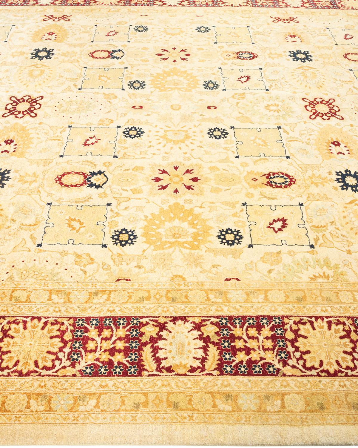 Tapis Oriental Mogul ivoire noué à la main unique en son genre Neuf - En vente à Norwalk, CT