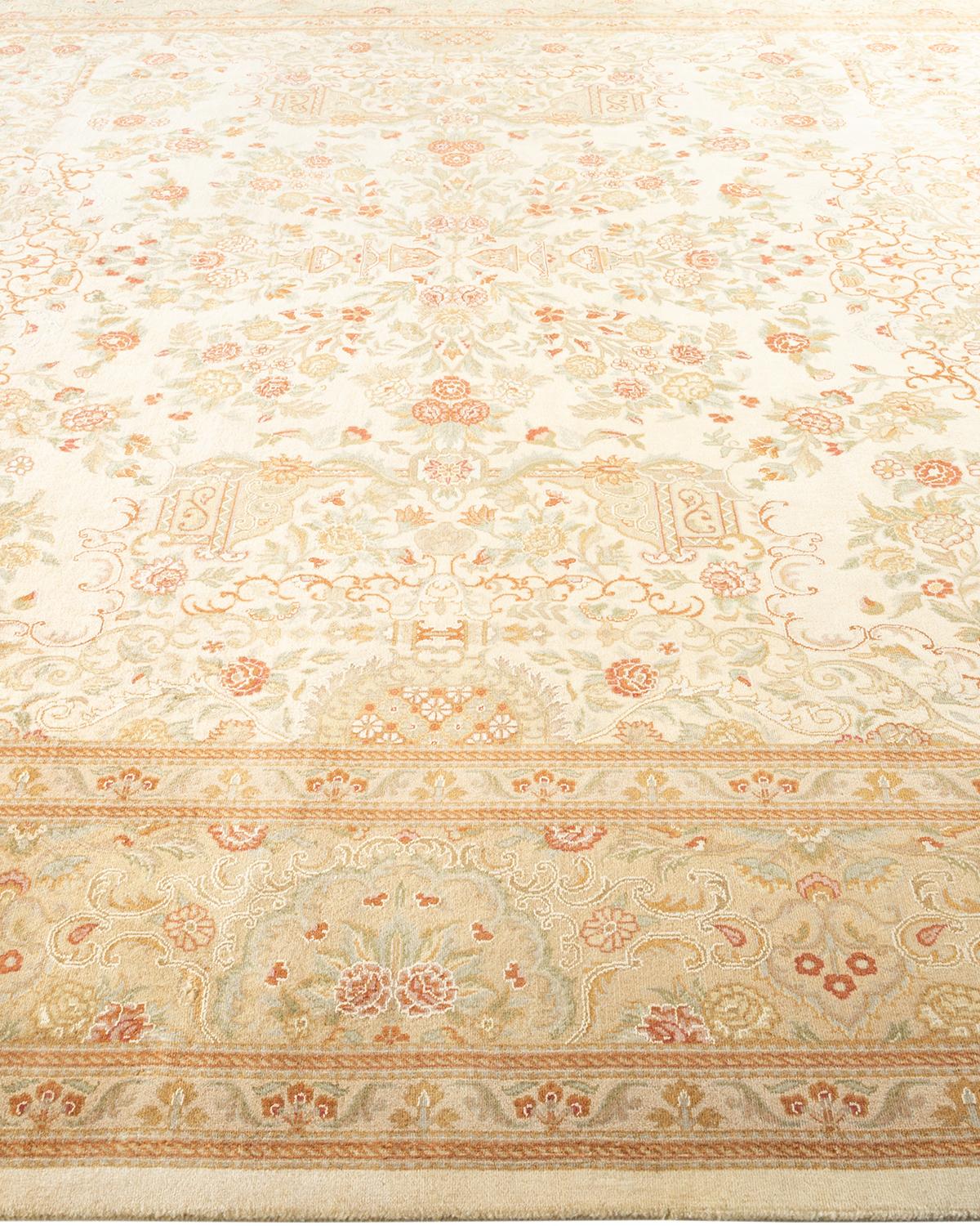 One-of-a-kind Hand Knotted Oriental Mogul Ivory Area Rug In New Condition For Sale In Norwalk, CT