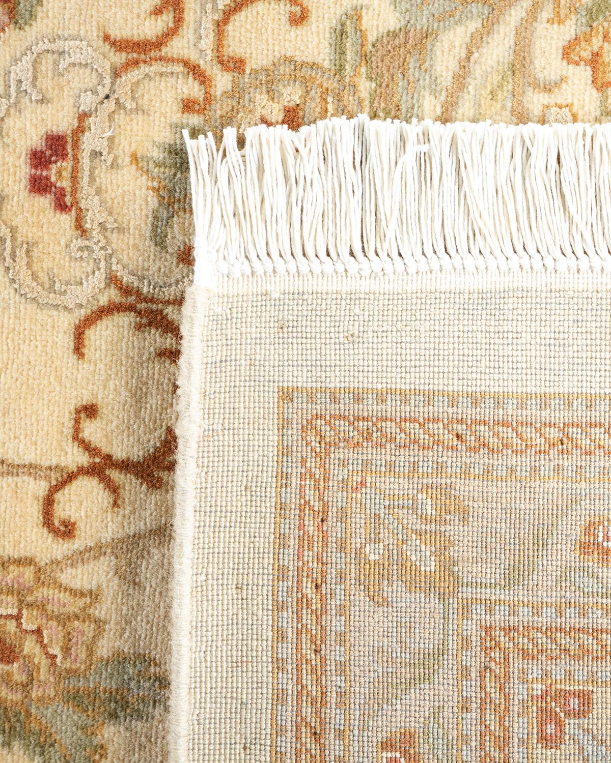 Contemporary One-of-a-kind Hand Knotted Oriental Mogul Ivory Area Rug For Sale