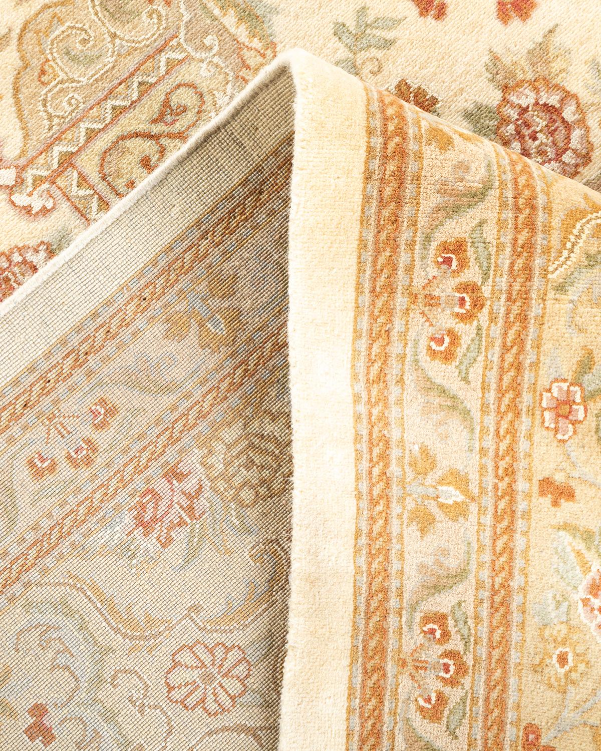 Wool One-of-a-kind Hand Knotted Oriental Mogul Ivory Area Rug For Sale