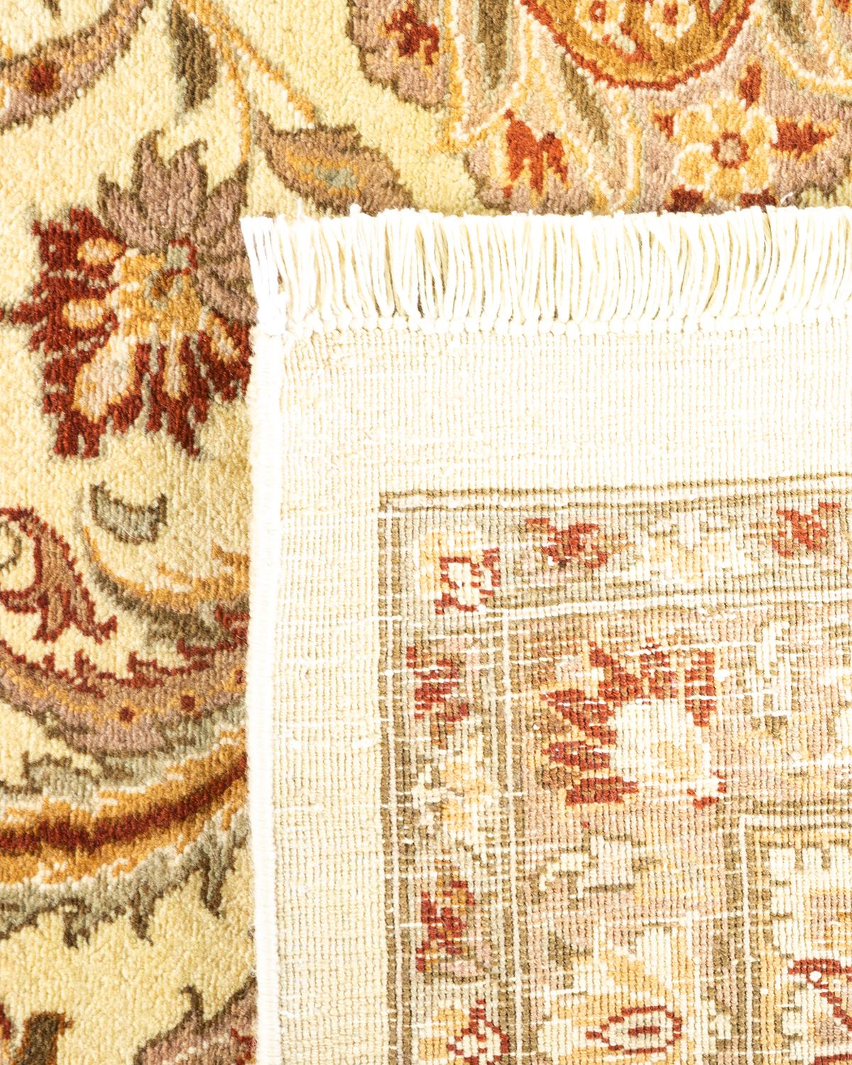 Contemporary One-Of-A-Kind Hand Knotted Oriental Mogul Ivory Area Rug For Sale