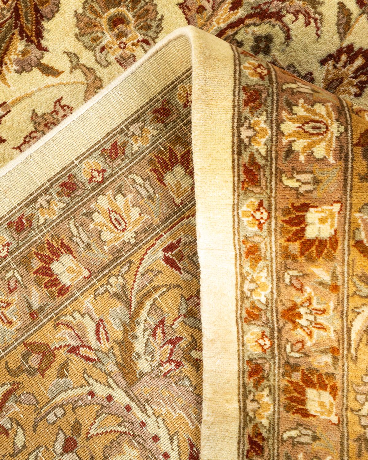 Wool One-Of-A-Kind Hand Knotted Oriental Mogul Ivory Area Rug For Sale