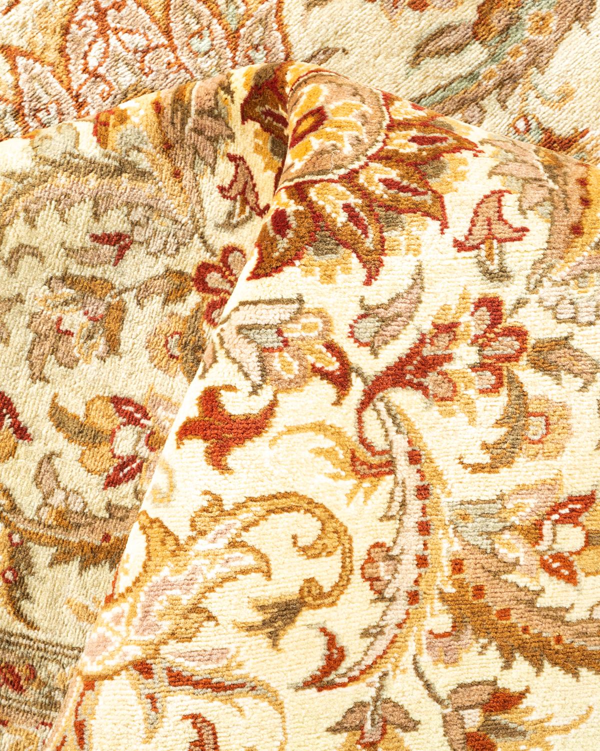 One-Of-A-Kind Hand Knotted Oriental Mogul Ivory Area Rug For Sale 1