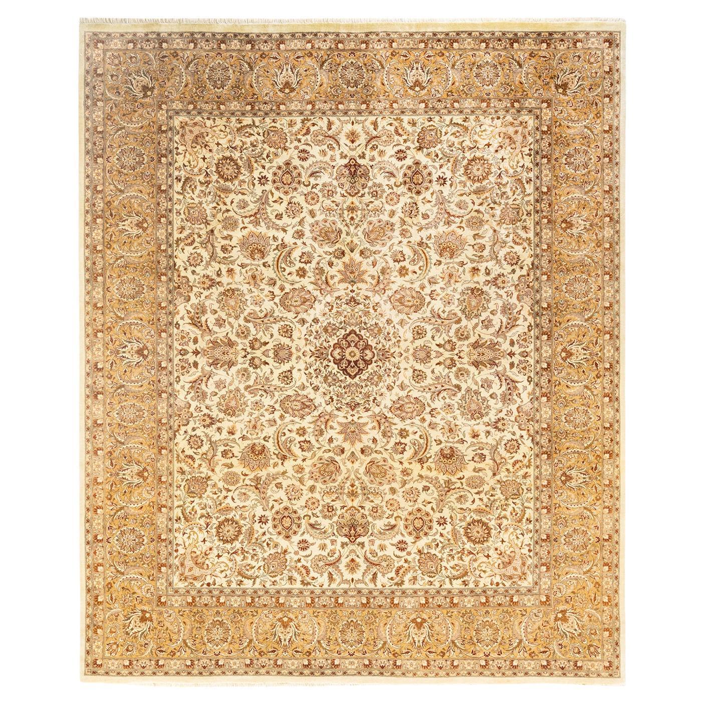 One-Of-A-Kind Hand Knotted Oriental Mogul Ivory Area Rug For Sale