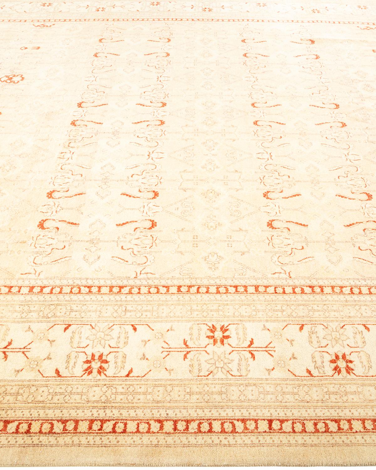 Handgeknüpfter orientalischer Mogul elfenbeinfarbener Teppich in Elfenbein, Unikat im Zustand „Neu“ im Angebot in Norwalk, CT
