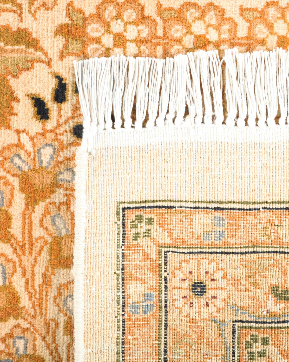 Handgeknüpfter orientalischer Mogul elfenbeinfarbener Teppich in Elfenbein, Unikat (21. Jahrhundert und zeitgenössisch) im Angebot